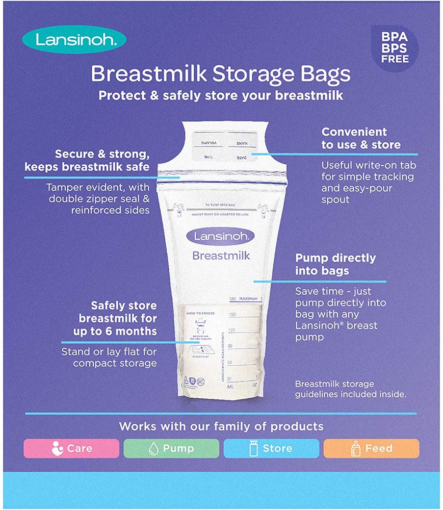 Lansinoh Breast Milk Storage Bags Breastmilk Pouches (50 Piece Pack