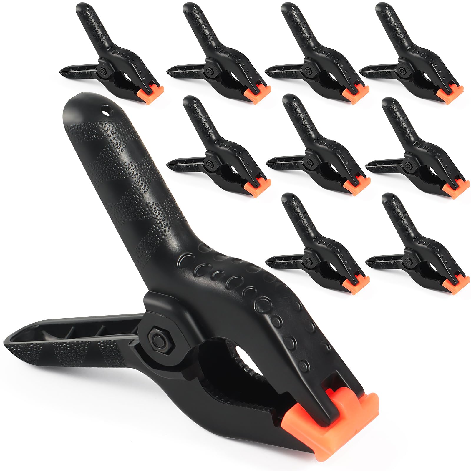 RELBRO Spring Clamps, 6 Inch Plastic Clips, Heavy Duty, Black, 10 Pcs