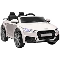 HOMCOM Macchina Elettrica per Bambini 3-5 Anni 12V 3Km, h Licenza AUDI TT, Auto Elettrica per Bambini con 2 Motori, Telecomando 2.4G, Clacson, Musica e Fari LED, Bianco