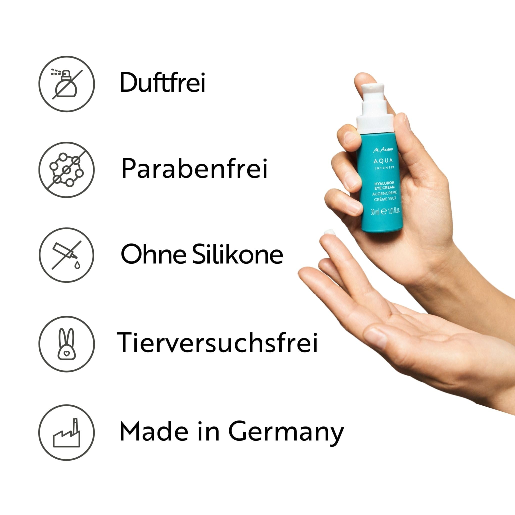 M. Asam AQUA INTENSE Hyaluron Augencreme (30ml) – Parfümfreie Augenpflege mit Hyaluron & Silicium, Spendet Feuchtigkeit & Polstert Trockenheitsfältchen auf, Für eine Frische & Strahlende Augenpartie