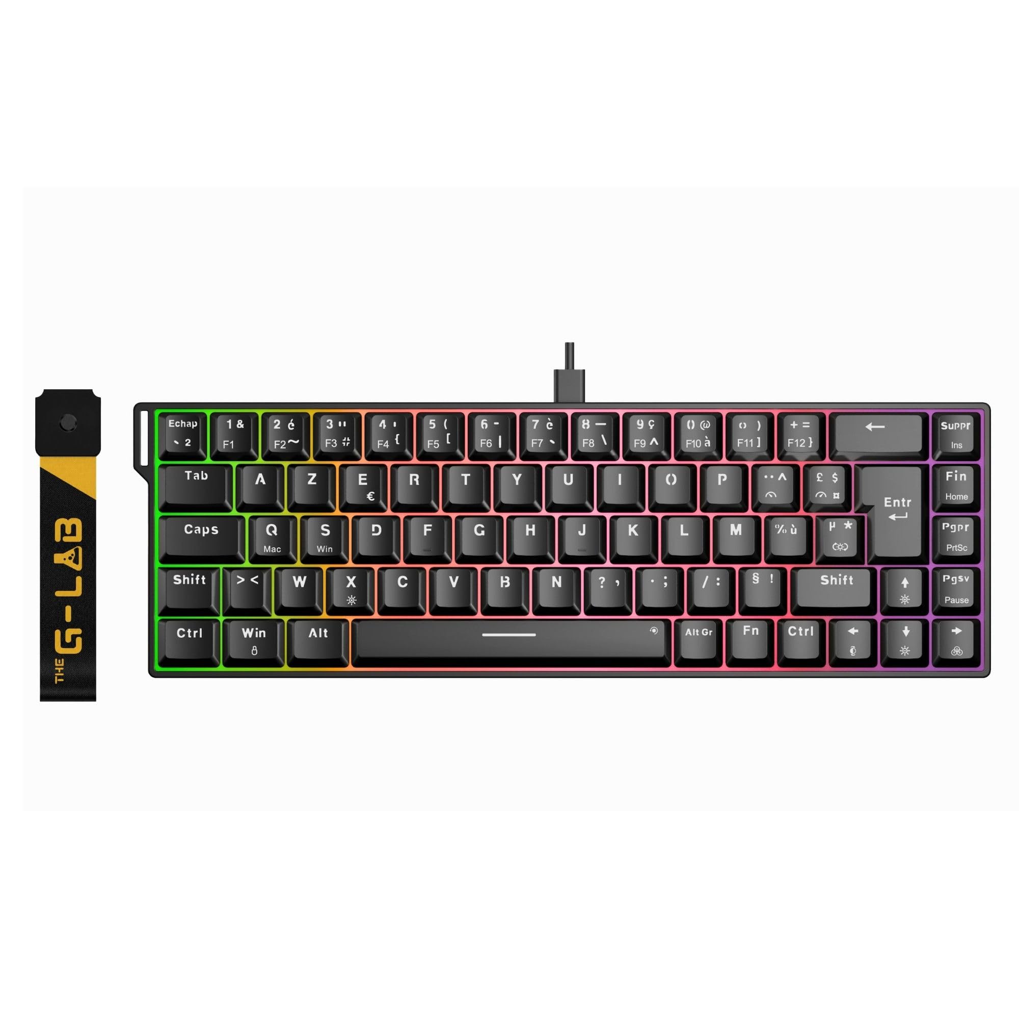 The G-Lab Keyz Titanium HE - Clavier Gamer Magnétique 65% Hot Swap | AZERTY FR, Switch Magnétique Hall Effect, Format 65%, Hot Swap, RGB, Compatible PC/PS4/PS5/Xbox