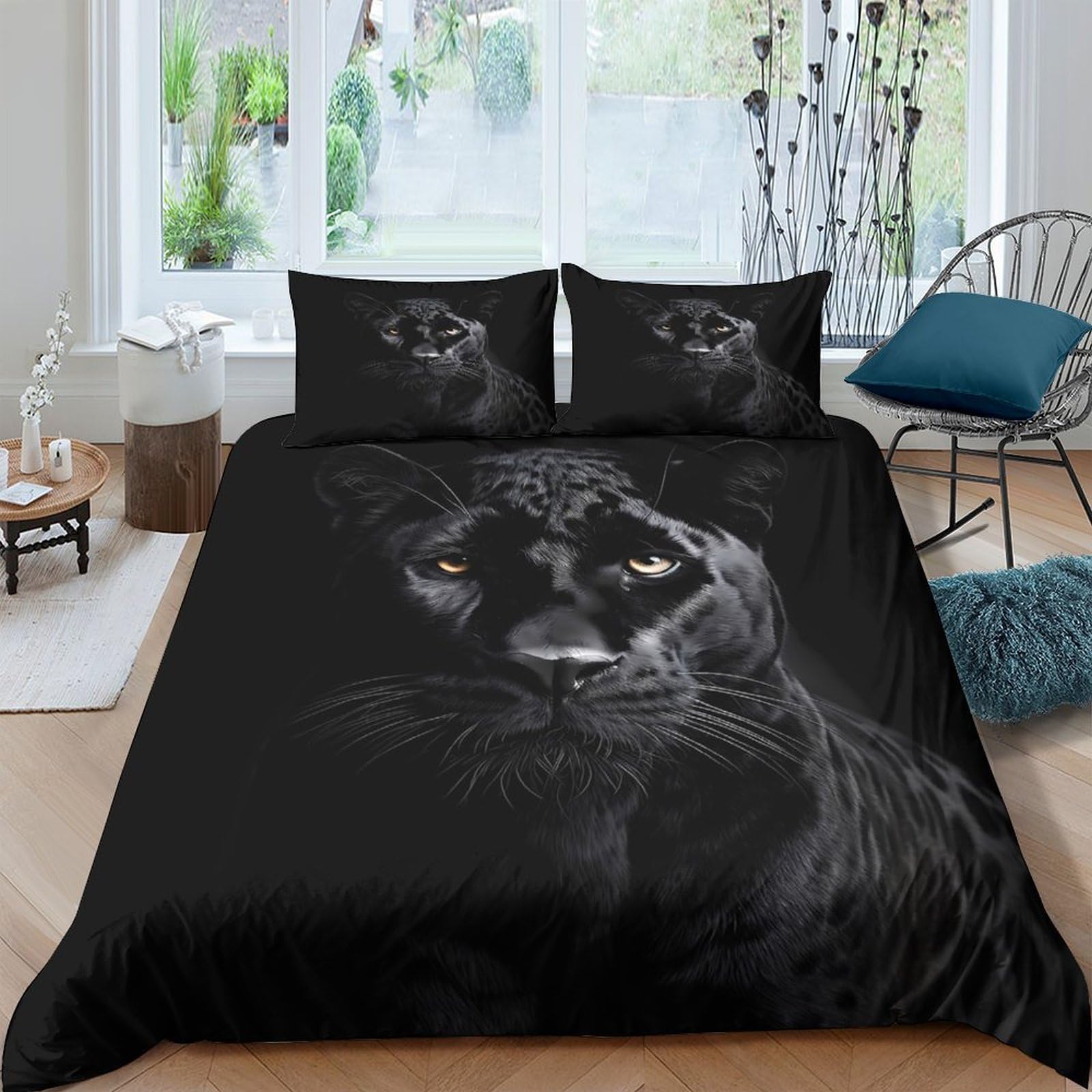 Ctjqhvkz Style-4 3D Printed Black Panther Fitted Sheet Microfiber Soft Breathable Wild Cat Bed Cover For Bedroom Dorm Decor Single（135X200cm）
