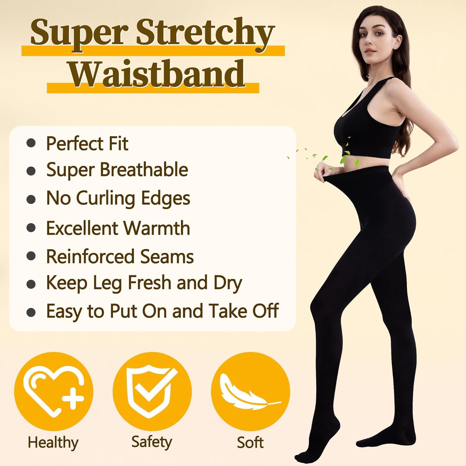 Medical Compression Pantyhose for Women Men, 15-20 mmHg Compression Tights, Closed Toe Graduated Compression Stockings, High Waist Compression Leggings, Support Hose for Varicose Veins, Edema - Image 3