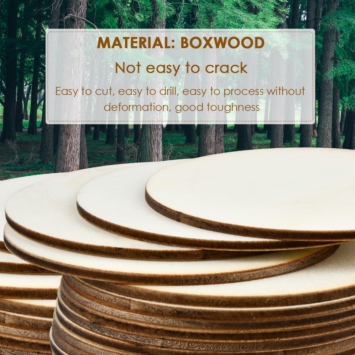 50pz Cerchi Creativi in Legno Grezzo Rotondi - Fette di Legno 7,5cm, Spessore 2.5 mm - Dischi Legno Naturale, Fetta di Tronco per Artigianato, Sottobicchieri, Decorazioni ed Ornamenti