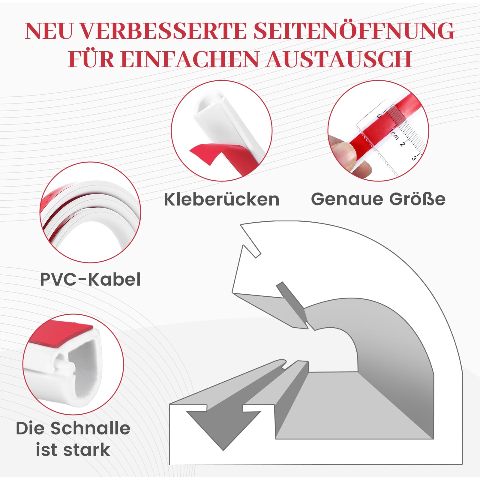 Goulotte De Câbles, En PVC, Diamètre 14 X 10 Mm, Blanche, Avec Ouverture, Pont De Câbles, Fond Autocollant, Goulotte Flexible, Cache-câbles, 3 M