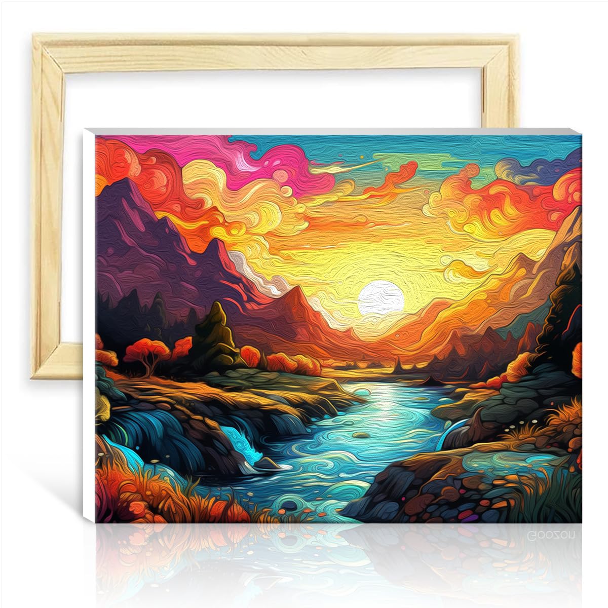 TANGFEIY Oil Painting Kit Paint by Number Paintting Landscape DIY Paint by Number with Brushes and Acrylic Pigment on Canvas Painting Art Crafts No Frame(40x50cm)