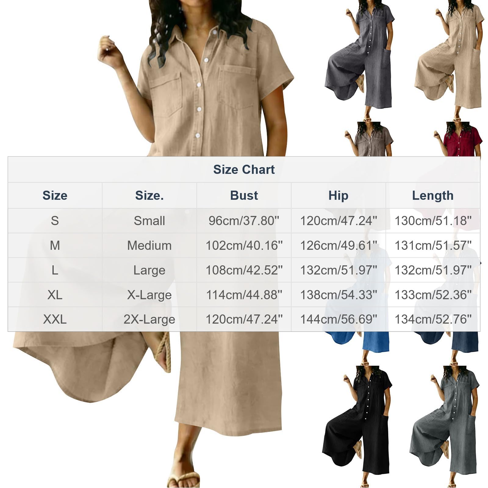 Combinaison en Lin pour Femme Ample et Respirant Combinaison Pantalon Fluide Femmes été Jambes Larges Grande Taille Coupe Droite Palazzo Salopettes de Travail Chic Jumpsuit de Plage