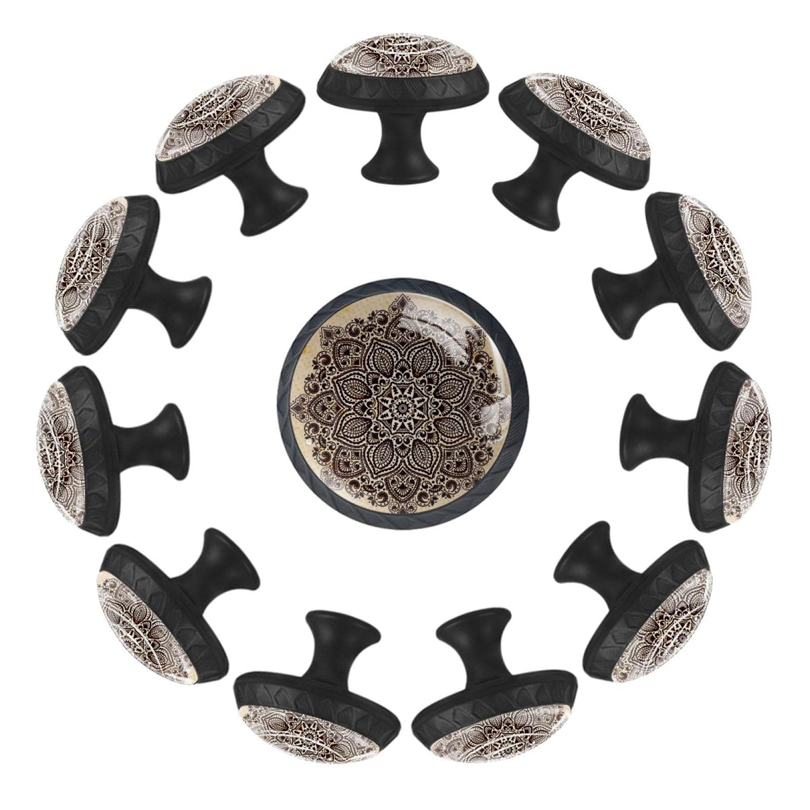 Boutons de tiroir ronds Mandala 35 mm lot de 12 poignées commode et meuble