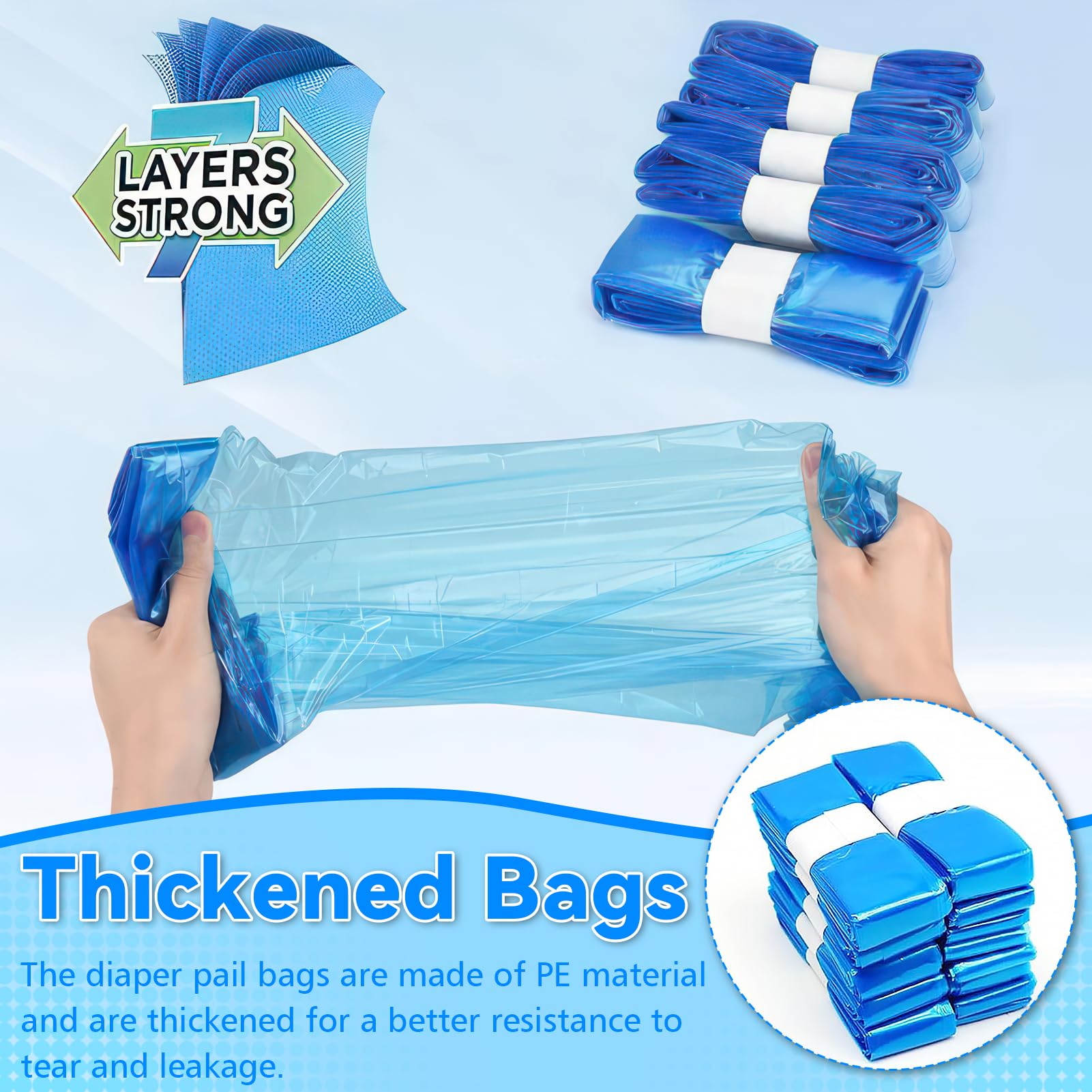 Ricarica Mangiapannolini 10 Pezzi Sacchetti 7 Strati Protettivi Compatibili Tommee Tippee Twist & Click Litter Locker II Blu