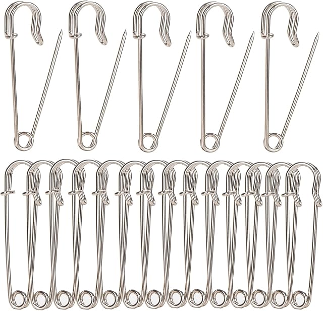 Smukdoo Stainless Steel Safty Pin,30PCS Strong Metal Big Blanket Pins for Clothing,DIY Craft Making,Sliver (5CM)