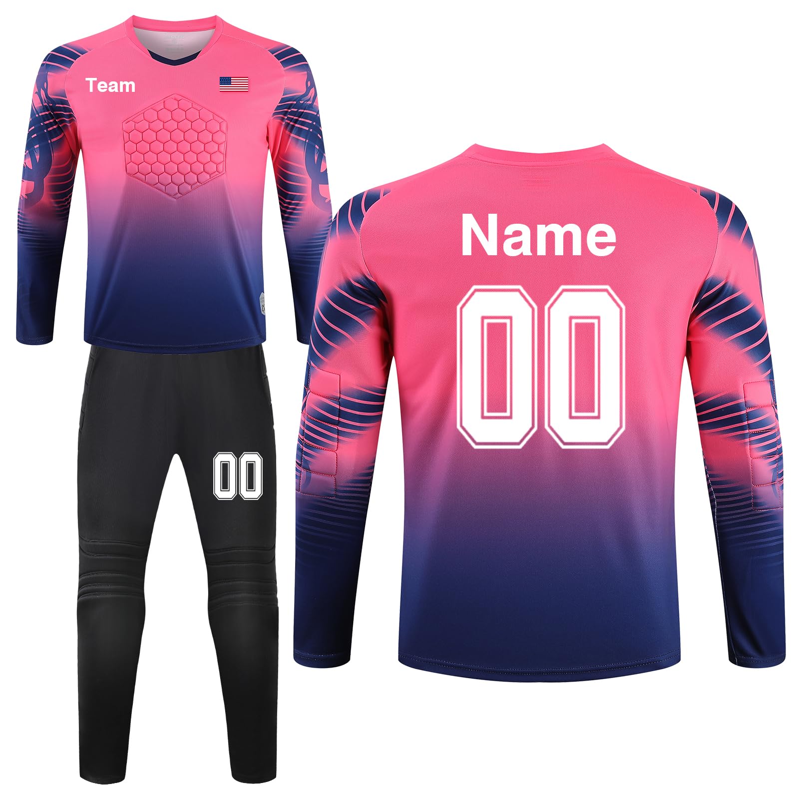 Custom Goalie Jersey Soccer for Adult/Kids Goalkeeper Jersey Personalized Long Sleeve and Pants with Name Team Logo