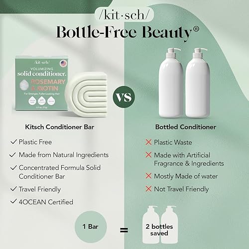 Miniatura 5 de Kitsch Romero & Biotin - Barra de acondicionador voluminizador para el crecimiento y engrosamiento del cabello, acondicionador hidratante y