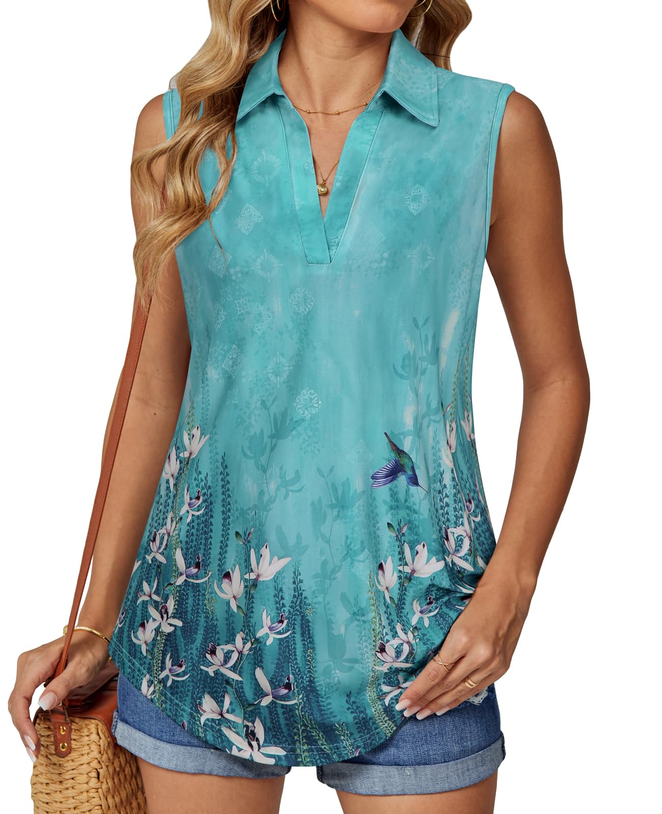 BAISHENGGT Damen Tank Tops Elegant Basic Ärmellos Oberteile Sommer V-Ausschnitt Tunika Lässige Blusen Shirt