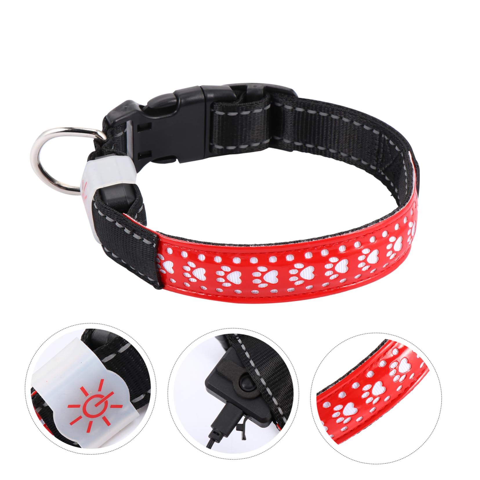 Sosoport 3pièces Collier LED pour Chien PU Et Lumière Clignotante Rechargeable Accessoire De Sécurité pour Promenades Nocturnes