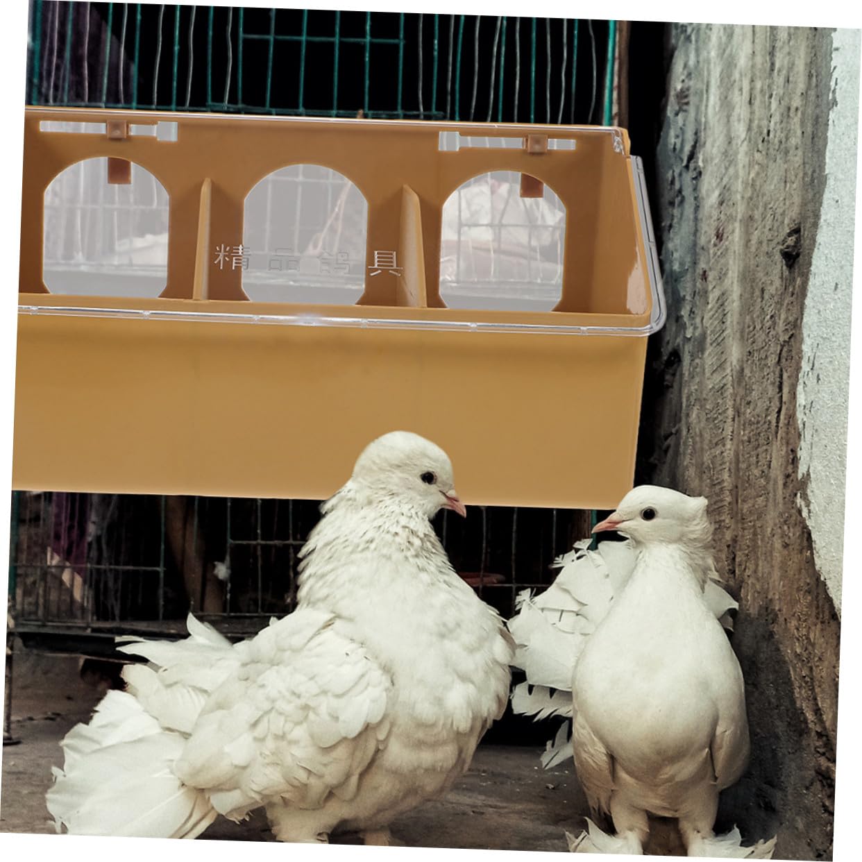 Comedero de Jaula para Codornices Multifunción Tapa 2 Piezas | Plástico Marrón, para Jaula de Pájaros y Mascotas, Resistente al Tamizado, Apto para Comida y Verdura