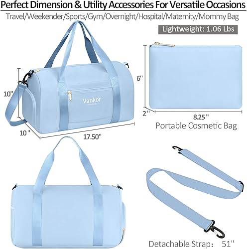 Miniatura 2 de Bolsa de gimnasio para mujer con compartimento para zapatos impermeable bolsa de lona deportiva para viajes fin de semana para llevar en la playa