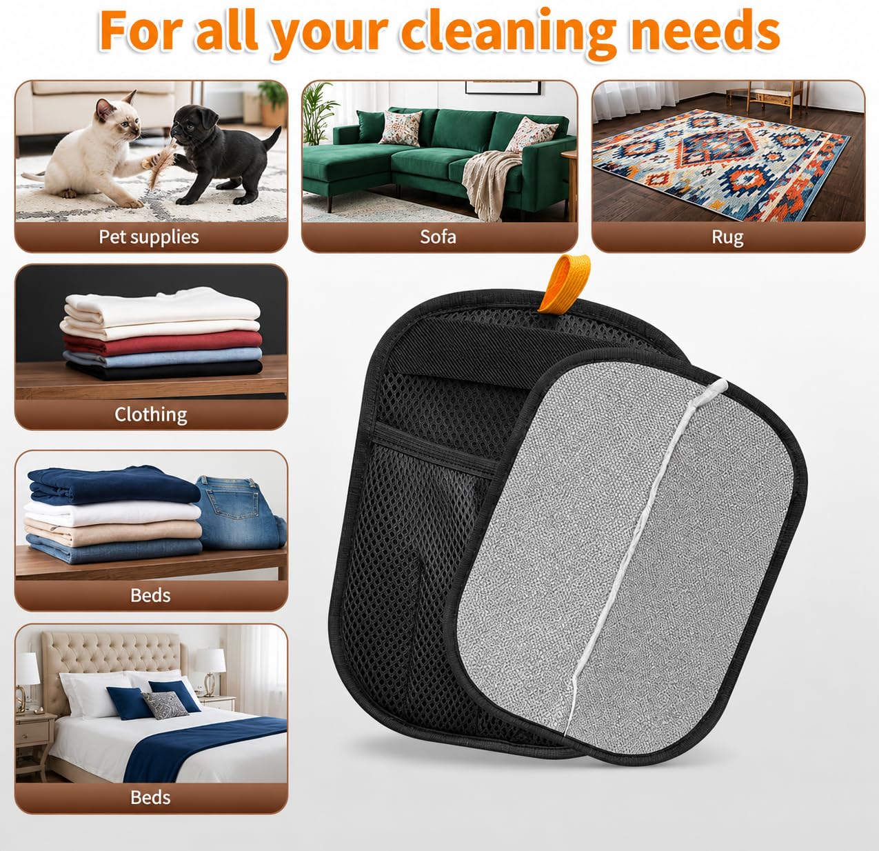 Gants d'épilation pour chats et chiens – Gants de toilettage réutilisables pour la perte de poils, le bain et le toilettage des animaux de compagnie – Outil de toilettage pour chat et animal