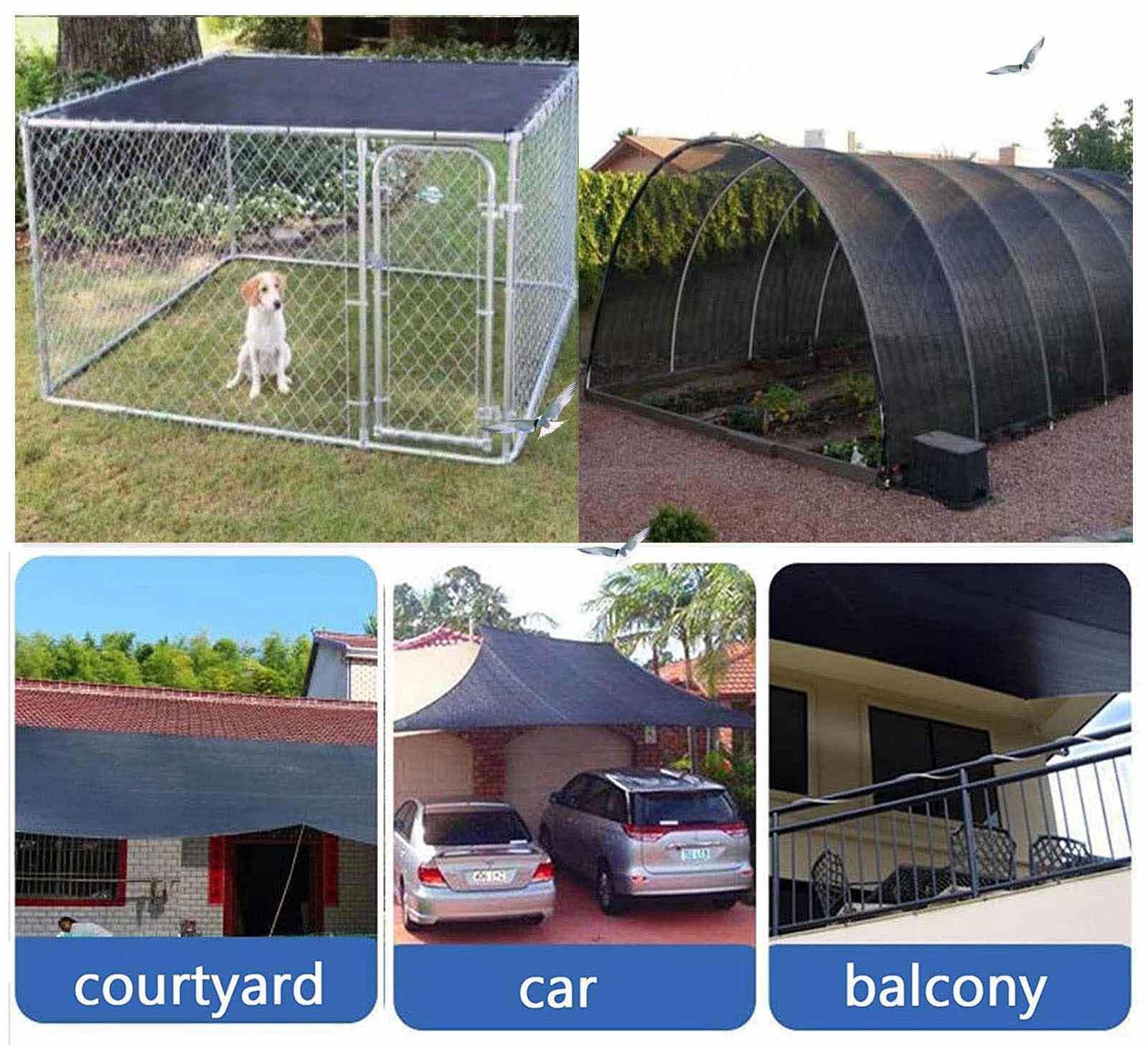 Red e negra de 4 x 8 m para jardín, invernadero, patio y balcón, 90% de protección UV, protección térmica y protección solar para plantas al aire libre