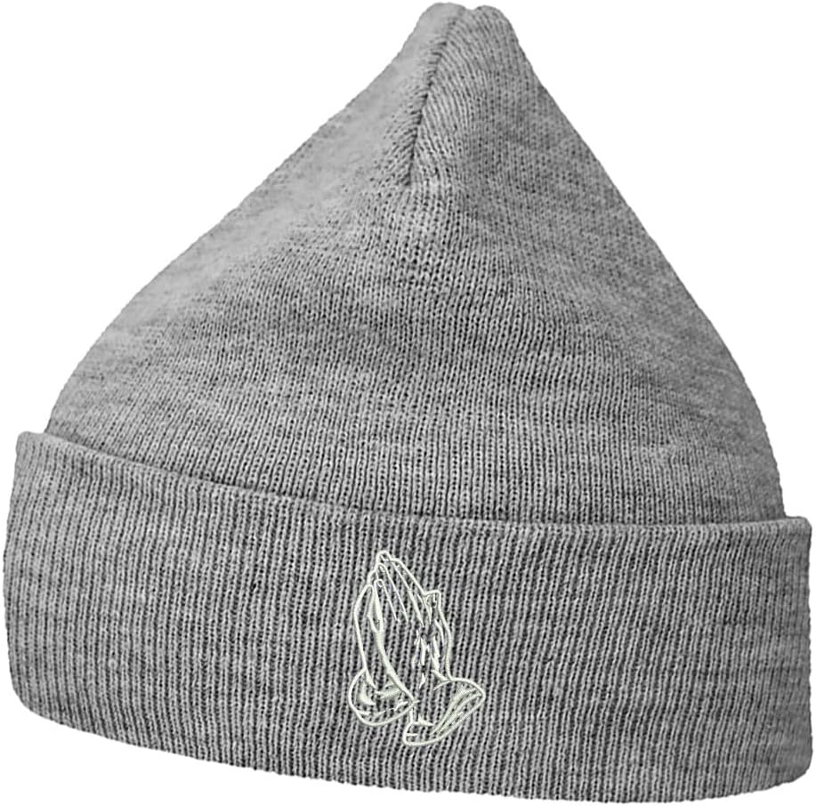Mens Beanie Knit Hats Praying Hands Embroidered Unisex Casual Beanies Hats for Winter