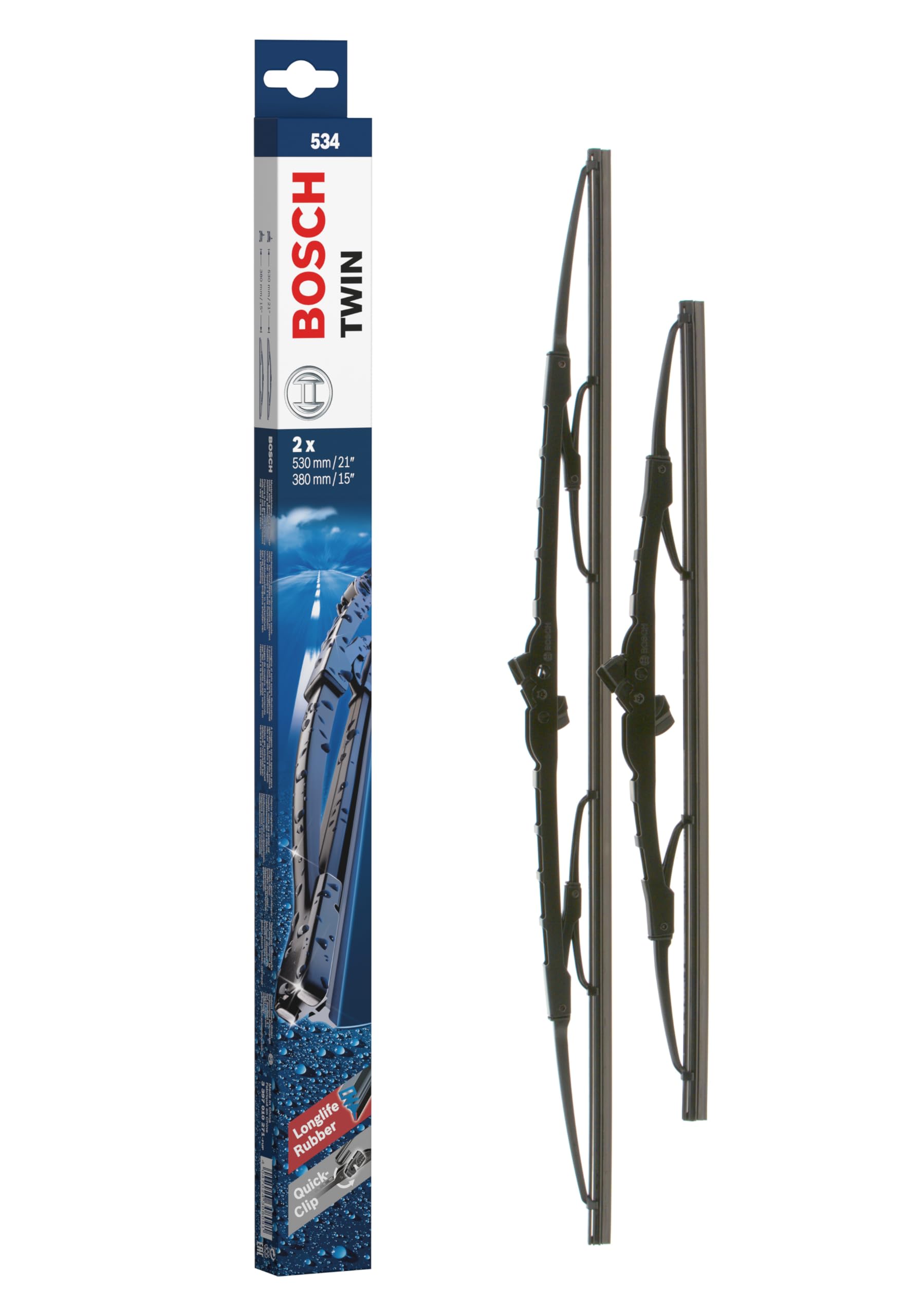 Bosch Bosch Wiper Blade Twin 534, Length: 530mm/380mm − Set of Front Wiper Blades