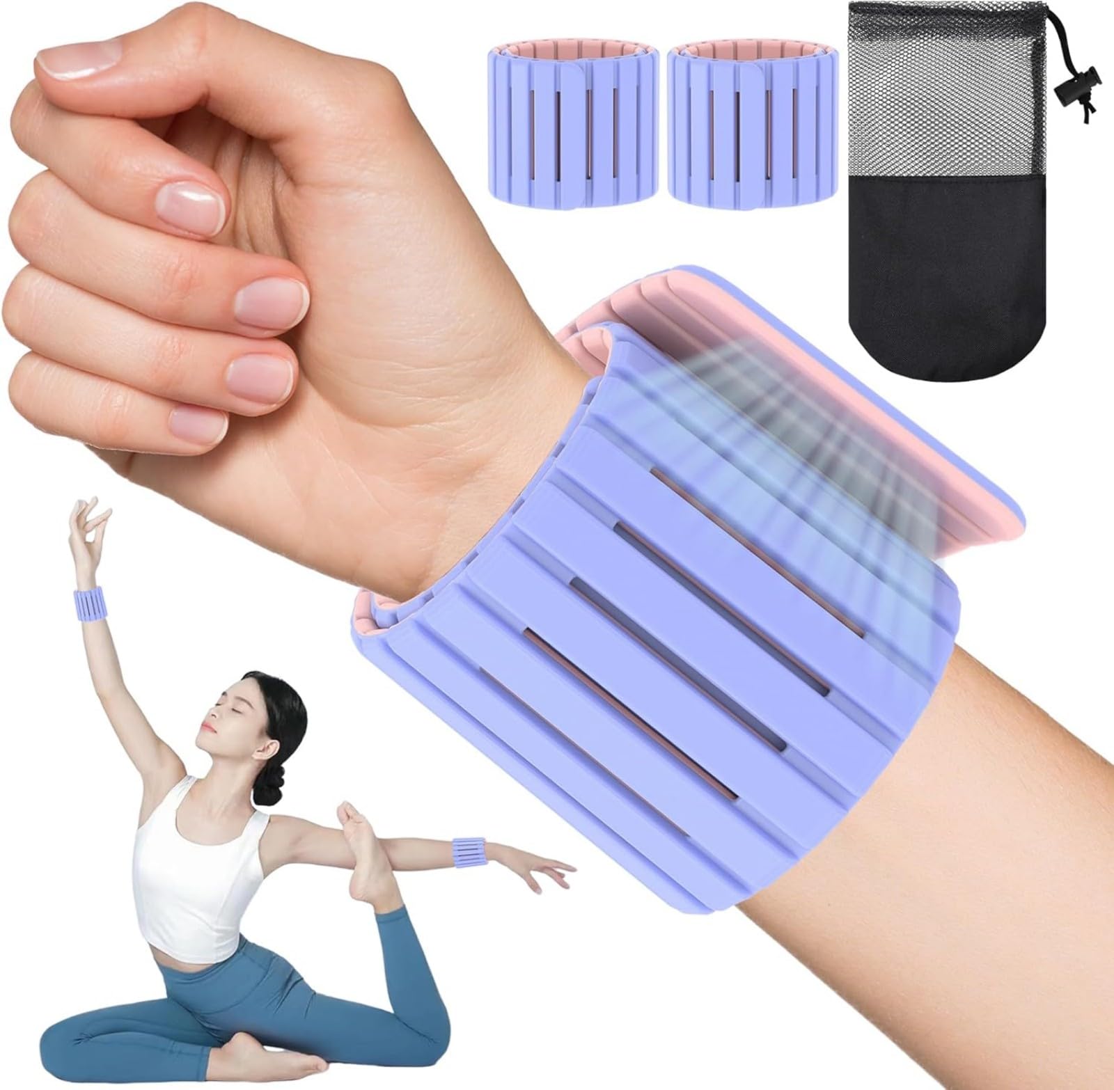 Pesas de tobillo para mujeres y hombres, juego de 2 pesas de muñeca ajustables (1 libra cada una), pesas de pierna/brazo, pulseras de pesas de muñeca y tobillo para yoga, pilates, correr, fitness