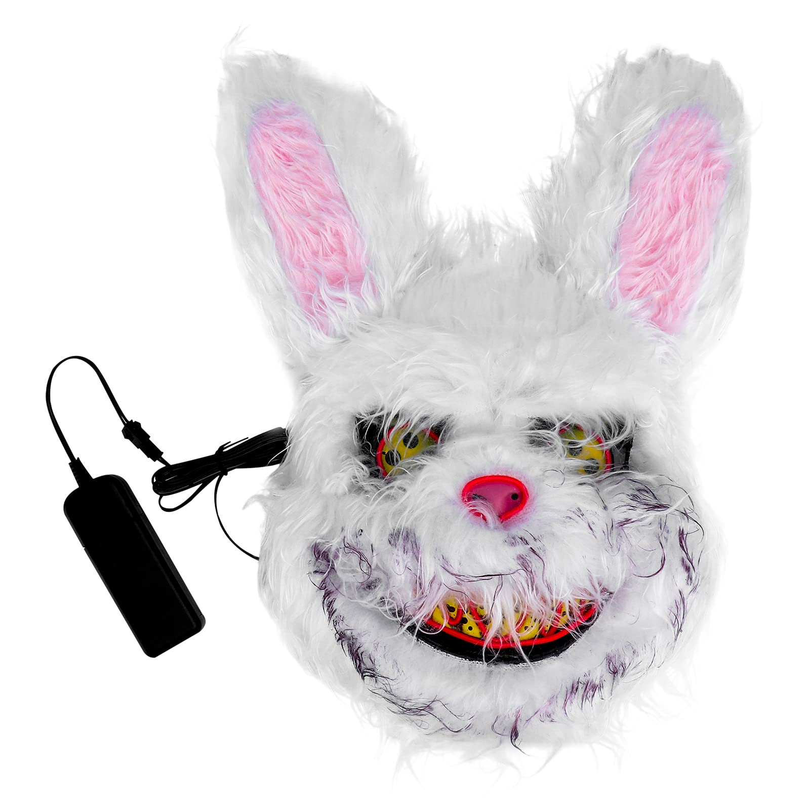 Photo 1 of 1Pc Glow mask Bunny Stuffed Animals Plush Rabbit Costume Scary face Cover Horror Animal Rabbit Costume Head Supplies Festival Face Cover Easter Skull Plastic Demon