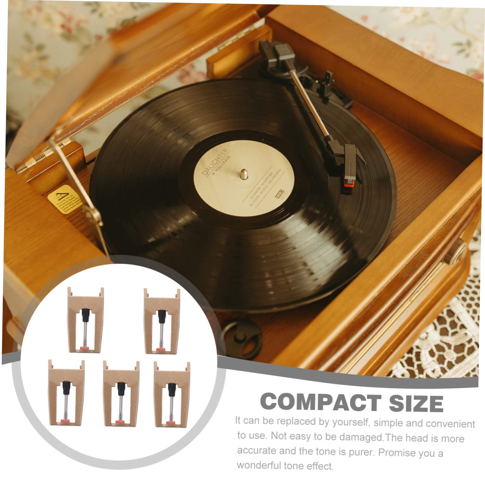 Toyvian Gramophone Stylus Set 5pcs Record Needle Replacements Aluminum Rod Compatible Vinyl Records Smooth Sound