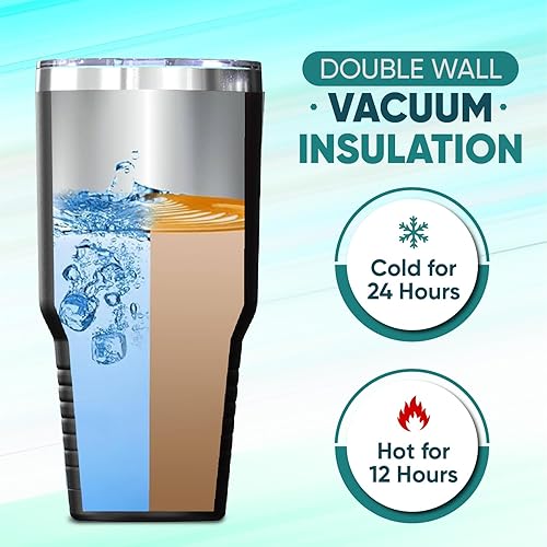 Miniatura 4 de shop4ever Vaso de café jumbo con monograma personalizado con inicial y nombre grabado con láser, 30 onzas, taza de viaje de acero inoxidable aislada