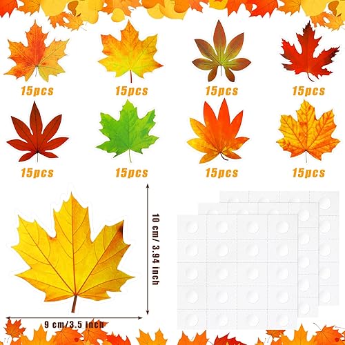 Miniatura 2 de Tablón de anuncios de otoño, decoración de hojas de otoño, corte de hojas artificiales, hojas de arce con punto de pegamento para decoración de