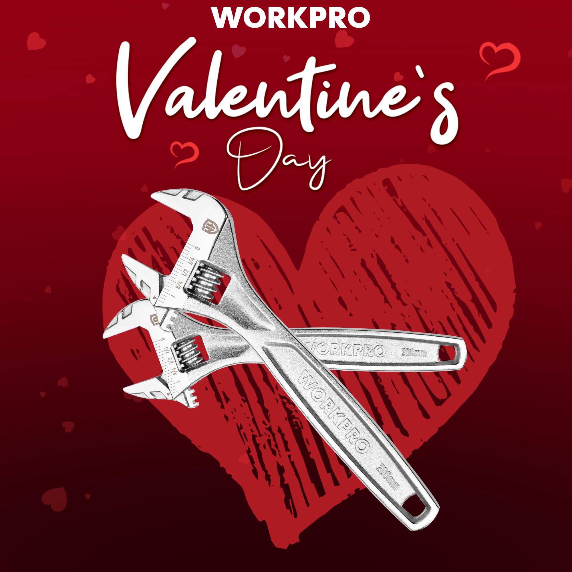 WORKPRO Adjustable Wrench, 8-inch Heavy Duty Spanner with Inch/Metric Scale, Premium Cr-V Steel, Chrome Plated