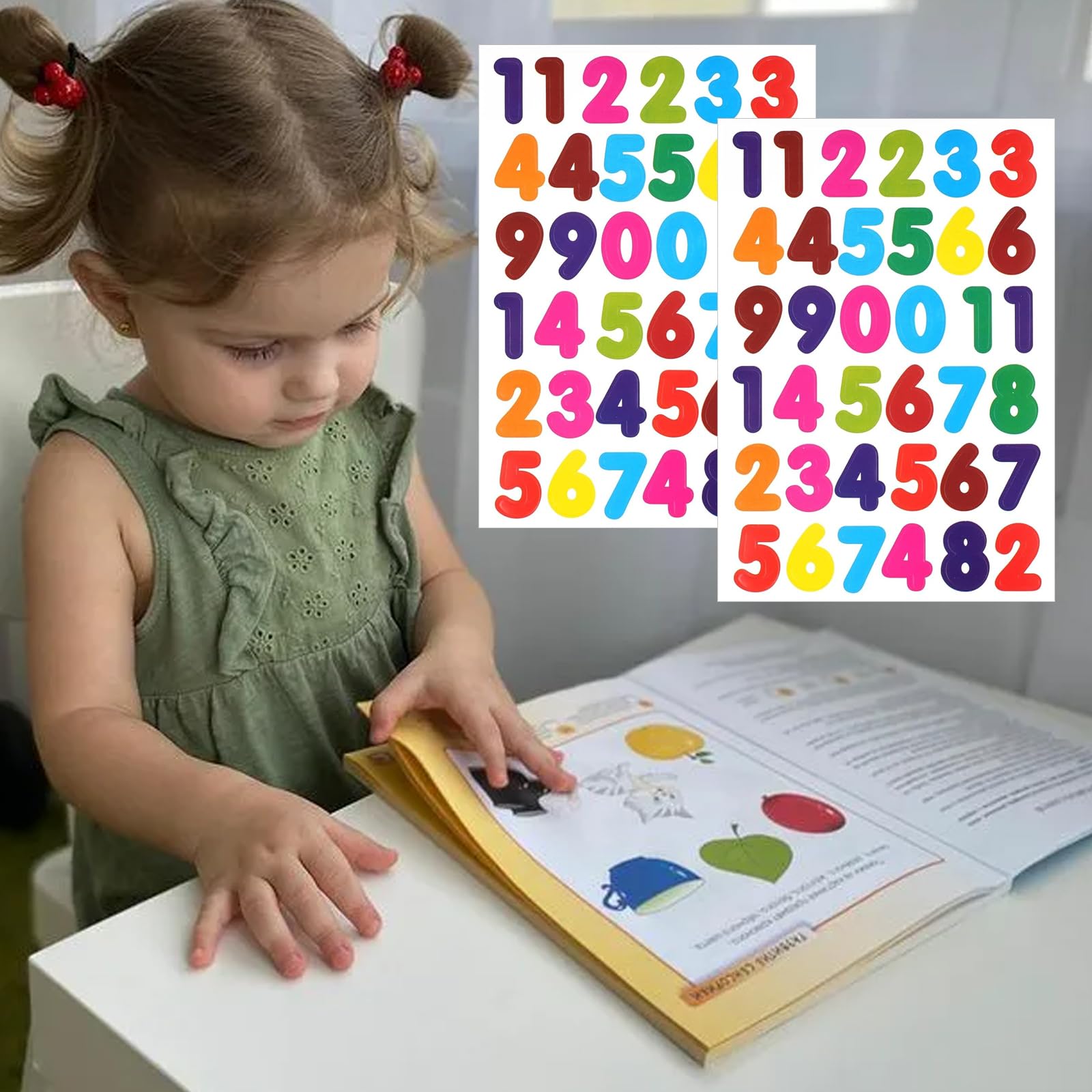 1800 Adesivi Numeri Grandi 0-9 Per Scrapbooking E Decorazione - Vinile Impermeabile, 50 Fogli Colorati