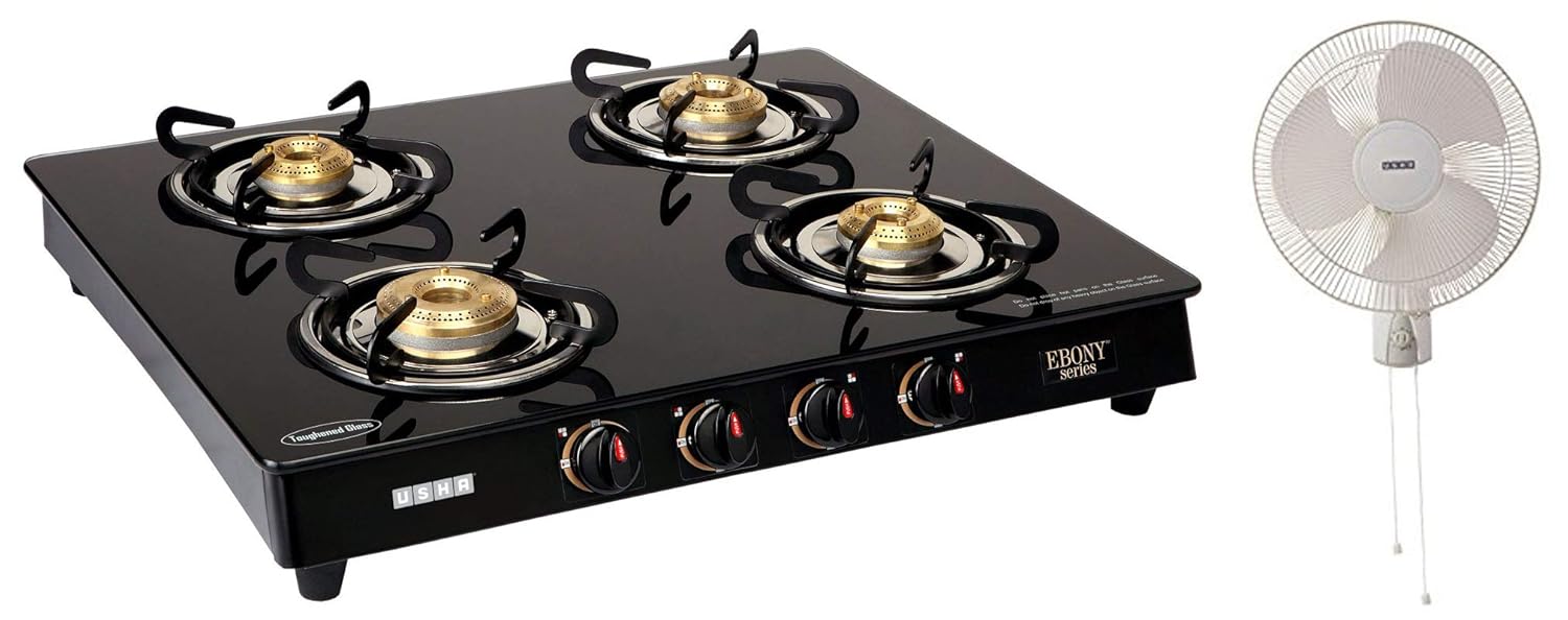 Buy Combo Offers of Usha Ebony Cooktop (GS4 001) with 4 Burner and Usha