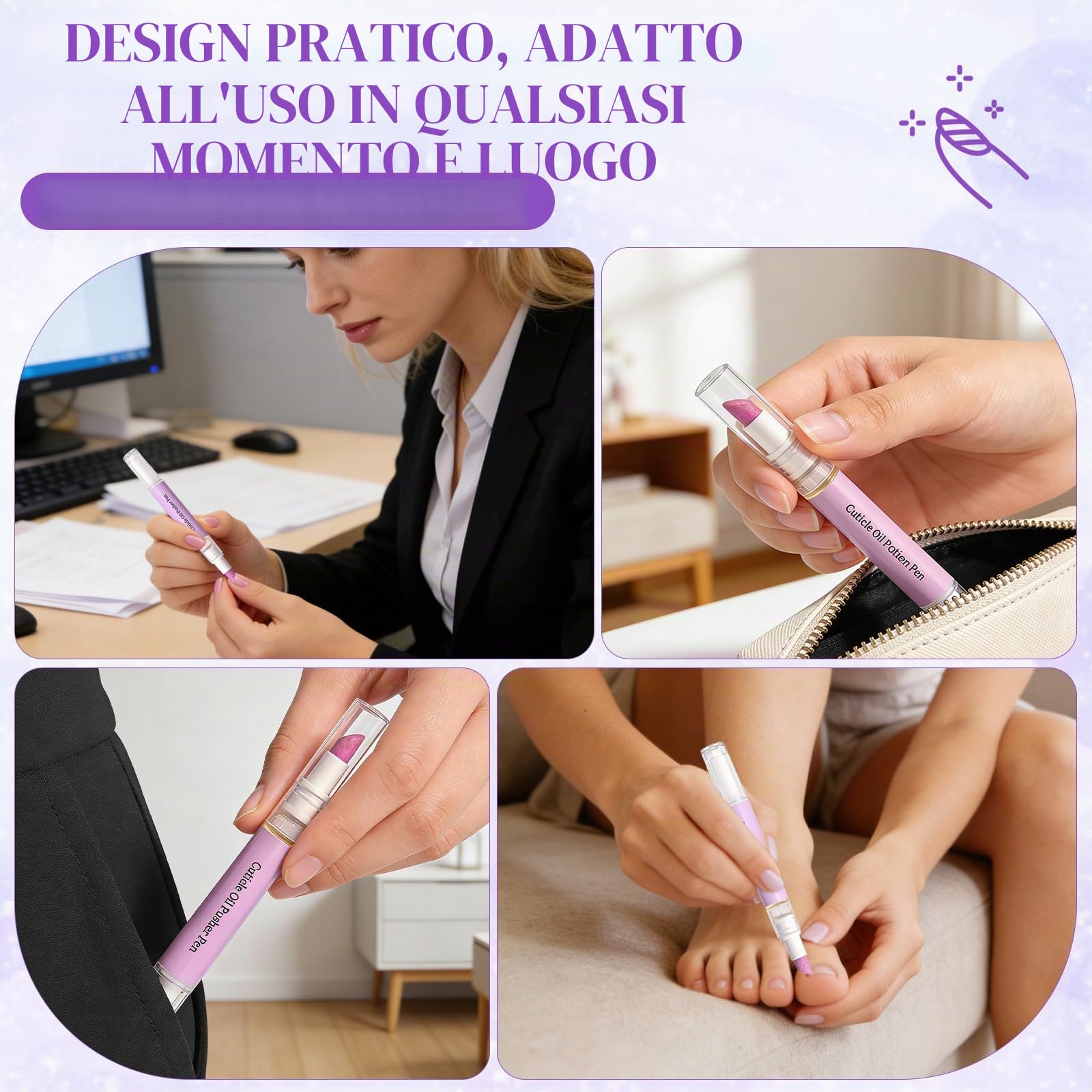 Penna a olio per cuticole, 2026, con punta in ceramica, 2 in 1, per la cura delle unghie, idratante e spintore per unghie secche, idrata le cuticole, promuove la lucentezza e la levigatezza delle