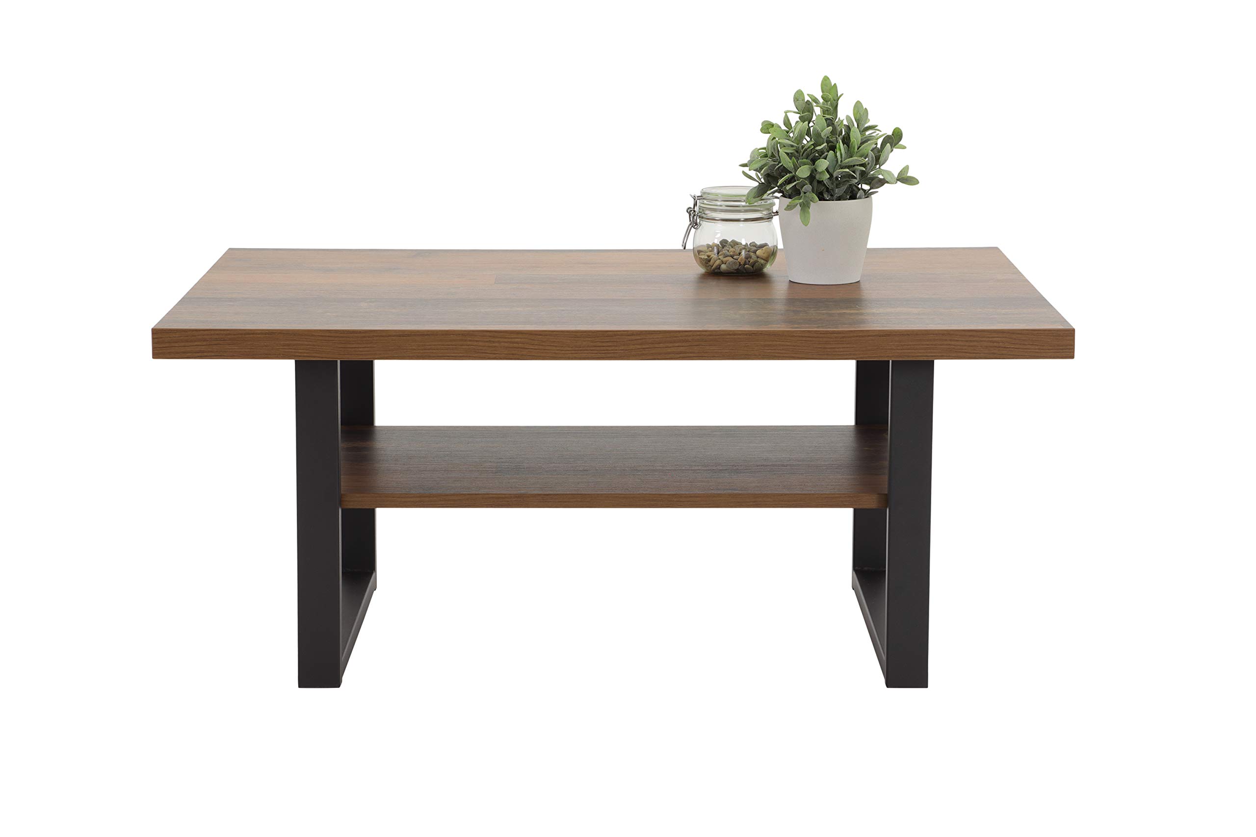 Hela Tische, Anton - Tavolino da divano, tavolo da soggiorno, materiale a base di legno rivestito in melammina, finitura Oldwood, base in metallo, 105 x 69 x 45 cm