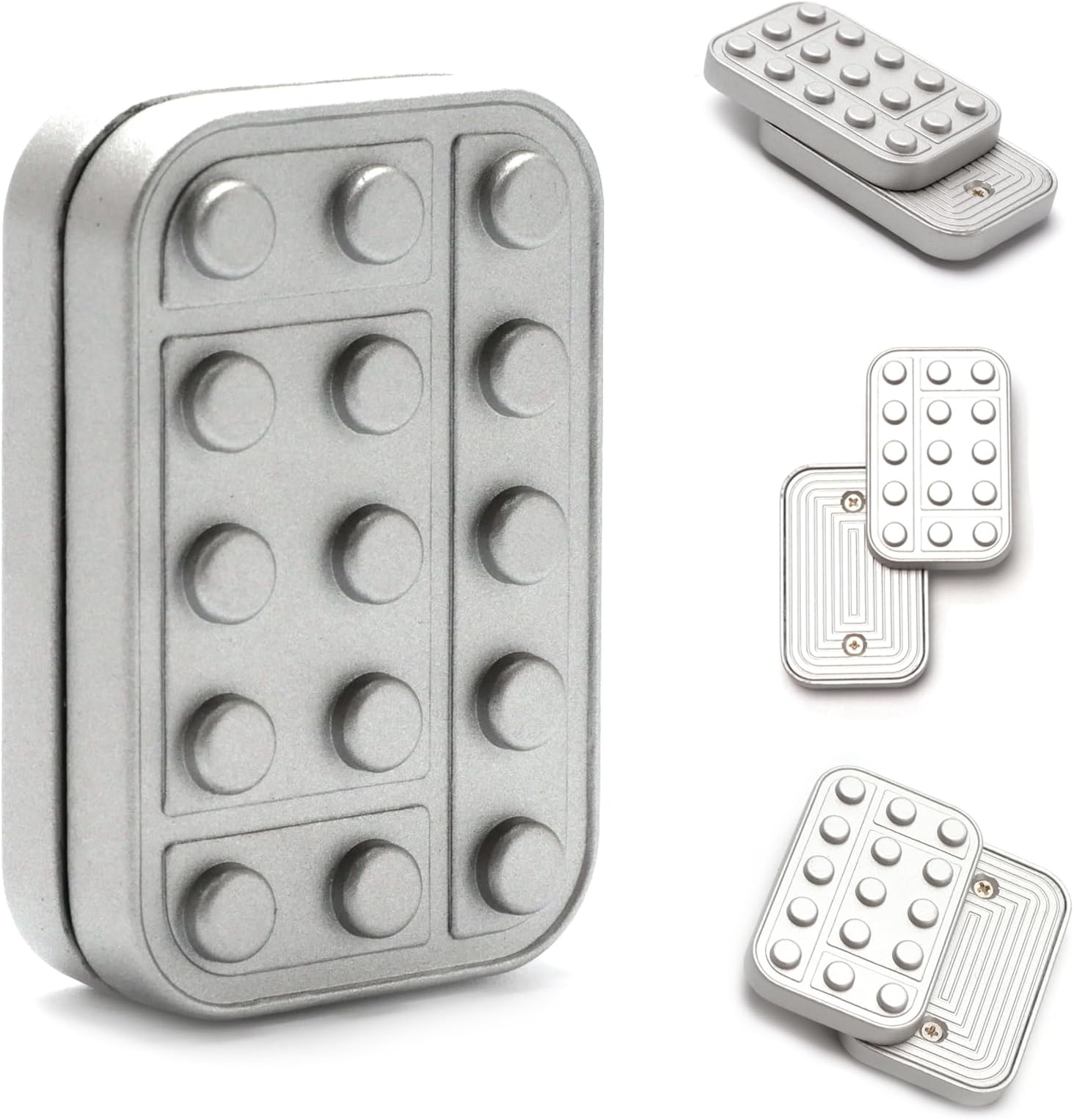 VANANA Metal Fidget Slider, Rotary Magnetic Fidget Toy Brick Blocks Unlimited EDC Push Slider Toys for Adults, ADHD Anxiety Stress Relief (Silver)