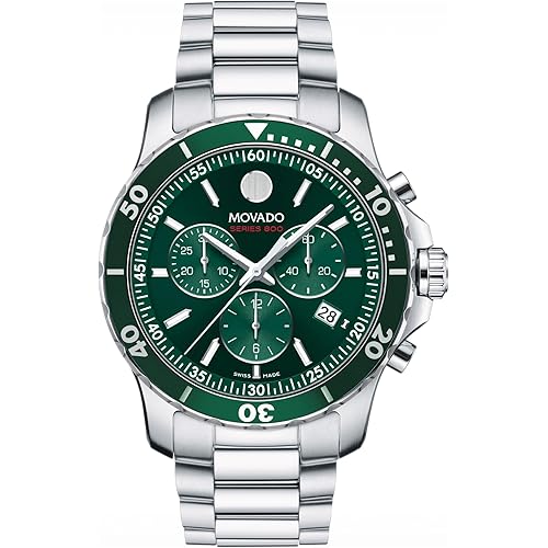 Movado Series 800 Men's Watch - Swiss Quartz Chronograph Movement, Stainless Steel Link Bracelet - 20 ATM Water Resistance - Luxury Fashion Timepiece for Him - 42mm