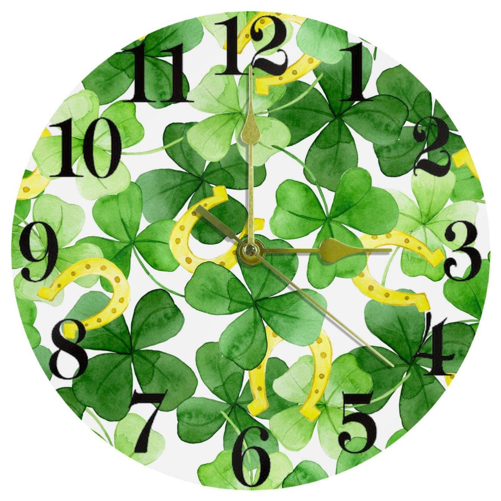 Horloge murale à quartz Saint Patrick silencieuse pour bien dormir