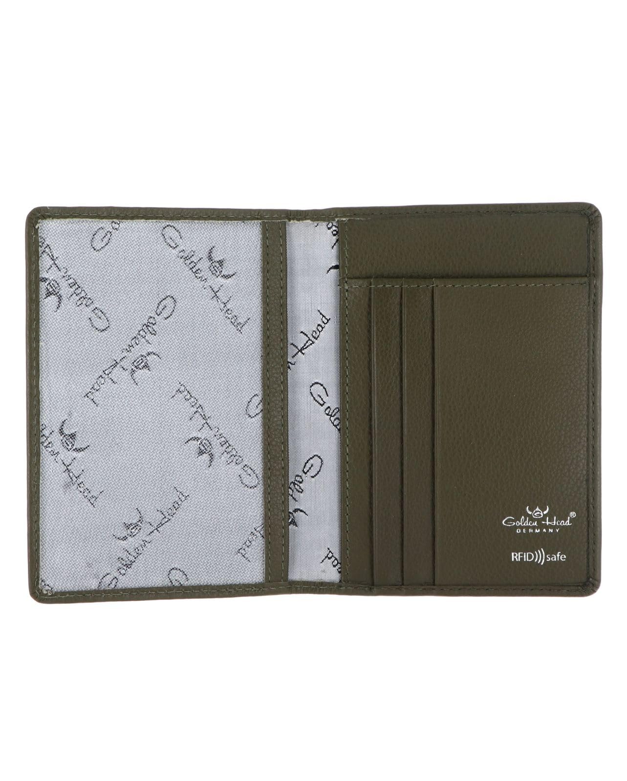 Golden Head Leder Madrid RFID Protect Ausweisetui 4480 Oliv olivgrün