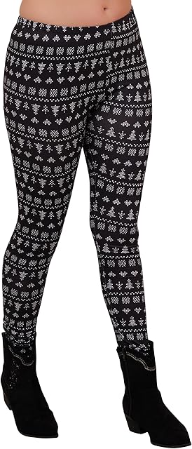 Love My Fashions Womens Novelty Christmas High Waist Costume Ladies Xmas Festive Leggings Full Length Fancy Pants in Plus Size UK=(8-22)