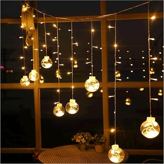Ampül Saçak LED Perde Işık, 8 Farklı Işık Modu, 3 Metre Uzunluğunda, 12 Adet Ampül Sarkıtlı Tasarım, Su Geçirmez Yapı, Dekorasyon Ambiyans Noel Yılbaşı İçin Saçak LED Yılbaşı Perde Işık [Enerji Sınıfı A+++]