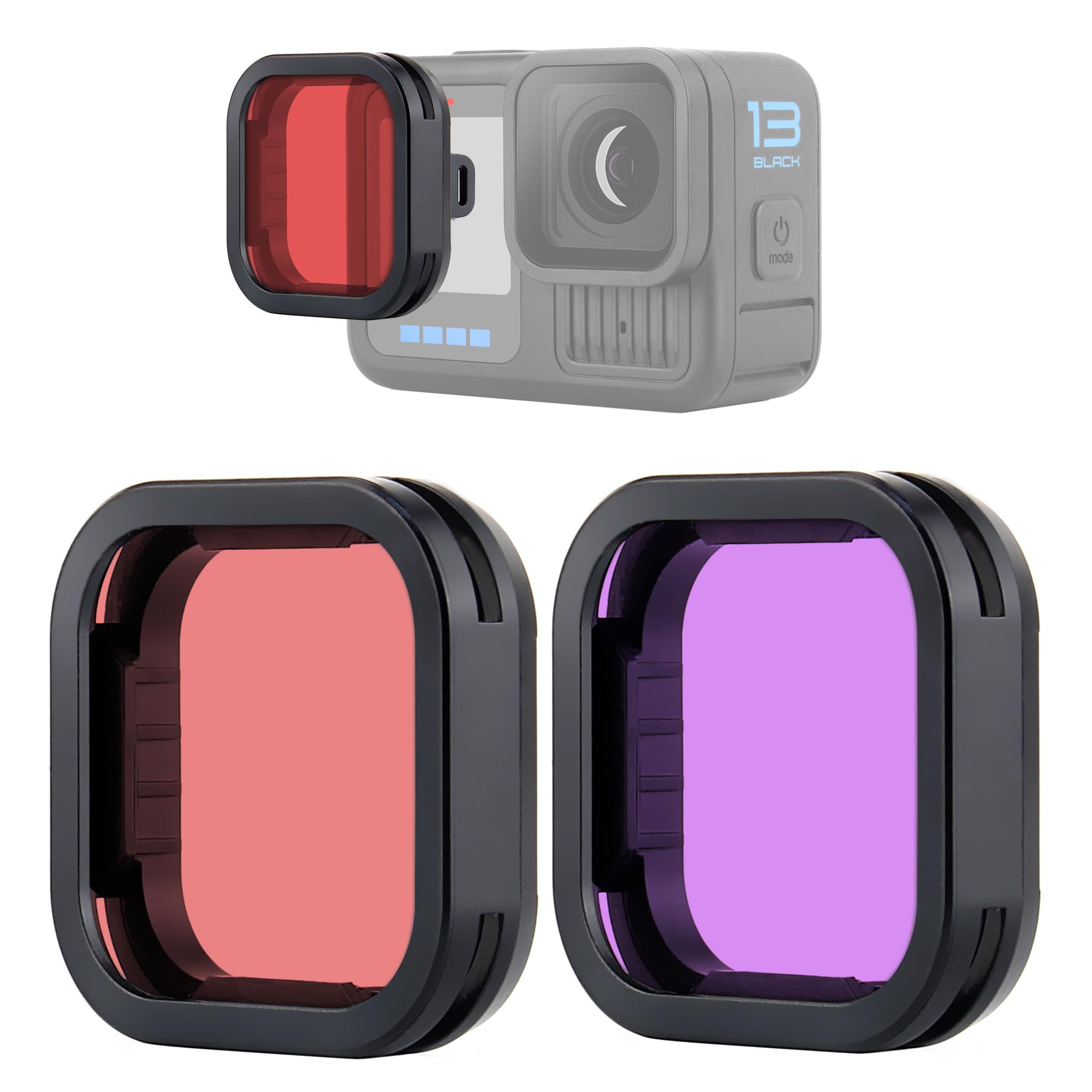 Filtri Subacquei YALLSAME Per GoPro Hero 9-12 - Rosso E Magenta, Per Immersioni - Foto 2