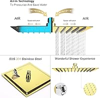 Vista 40 de NearMoon - Cabezal de regadera grande de acero inoxidable cuadrado de lujo en cascada, para instalar en el techo o la pared