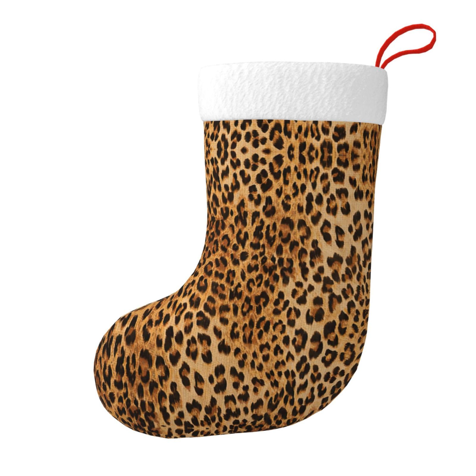 Hkhlhlh Black Leopard Print Christmas Stockings, Xmas Stockings For Stairs Fireplace Hanging Xmas Home Decor