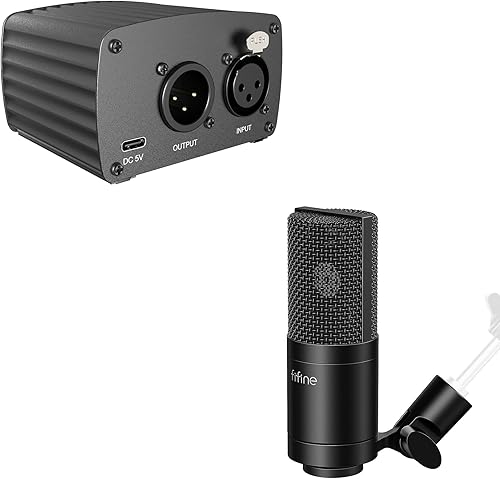 FIFINE Micrófono de condensador XLR y alimentación fantasma de 48 V, micrófono de estudio cardioide para grabación, voz, transmisión de voz en off,
