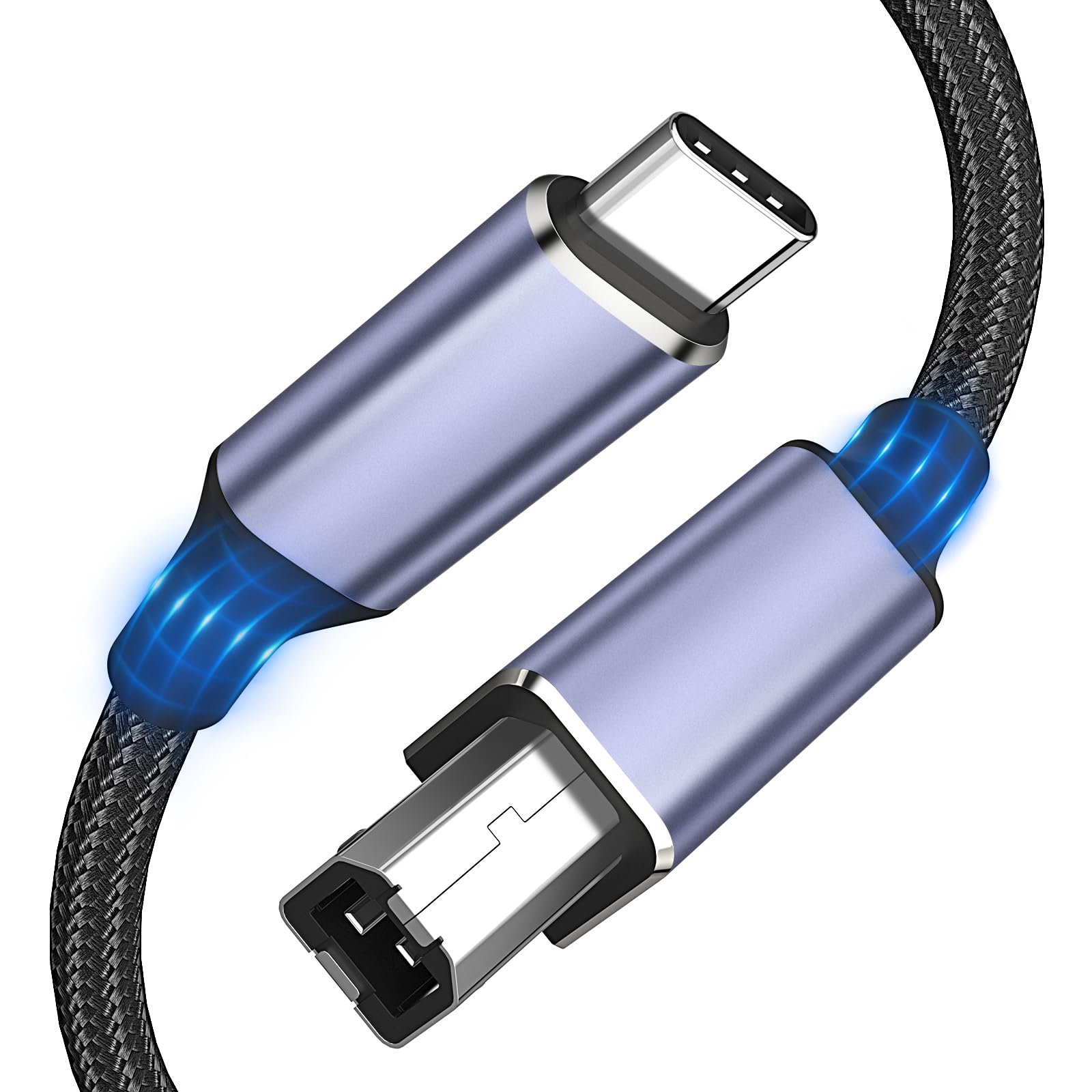 USB B to USB C Printer Cable 6.6FT, Type B to Type C Printer Cord [Aluminum Shell, Braided]for MacBook Pro, Air, MIDI Cable for Yamaha Casio Digital