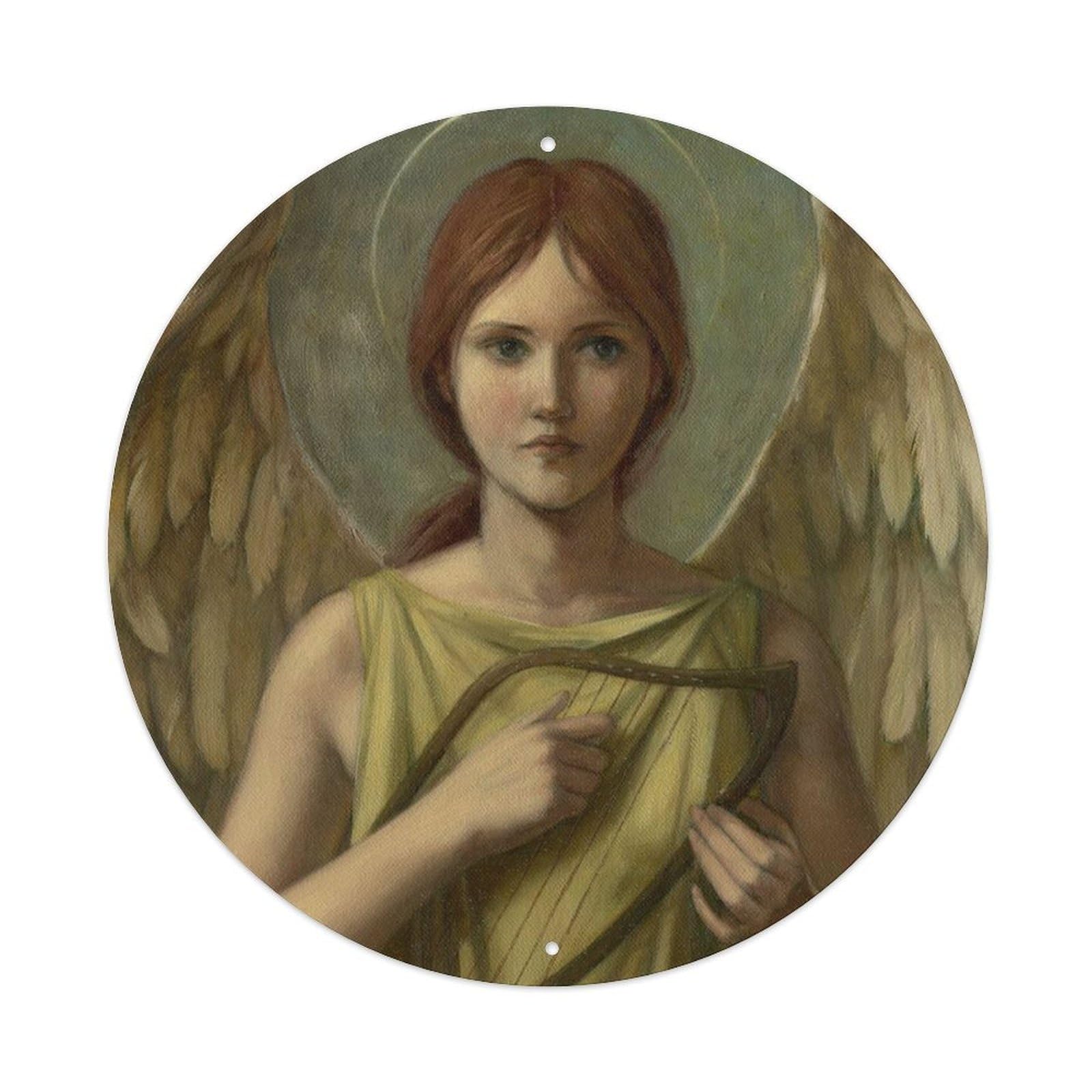 The Angel Who Plays Music Vintage Angel Metal Tin Sign