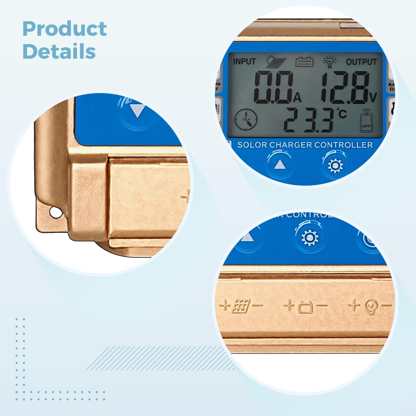 Regolatore di carica solare MPPT da 60 A, regolatore del pannello solare con display LCD per 12 V 24 V, doppie porte USB, controllo APP intelligente BT, controllo automatico della tensione per camper