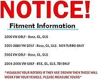 Vista 6 de Detroit Axle - Rotores de freno delantero para Volkswagen Beetle Jetta Sedan Wagon Golf Rotores de freno de disco perforados y ranurados Frenos