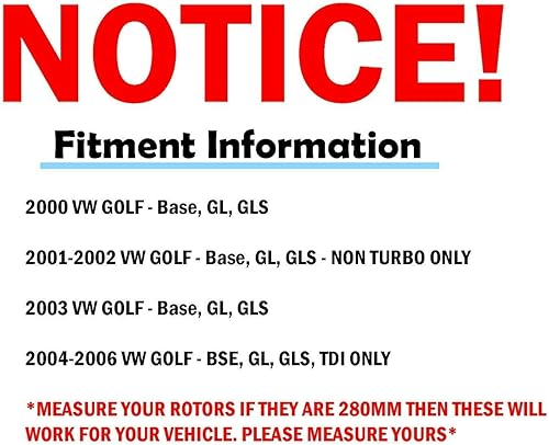 Miniatura 5 de Detroit Axle - Rotores de freno de disco delanteros de 11.02" (280mm) de repuesto para VW Jetta Golf Beetle - Juego de 2 piezas