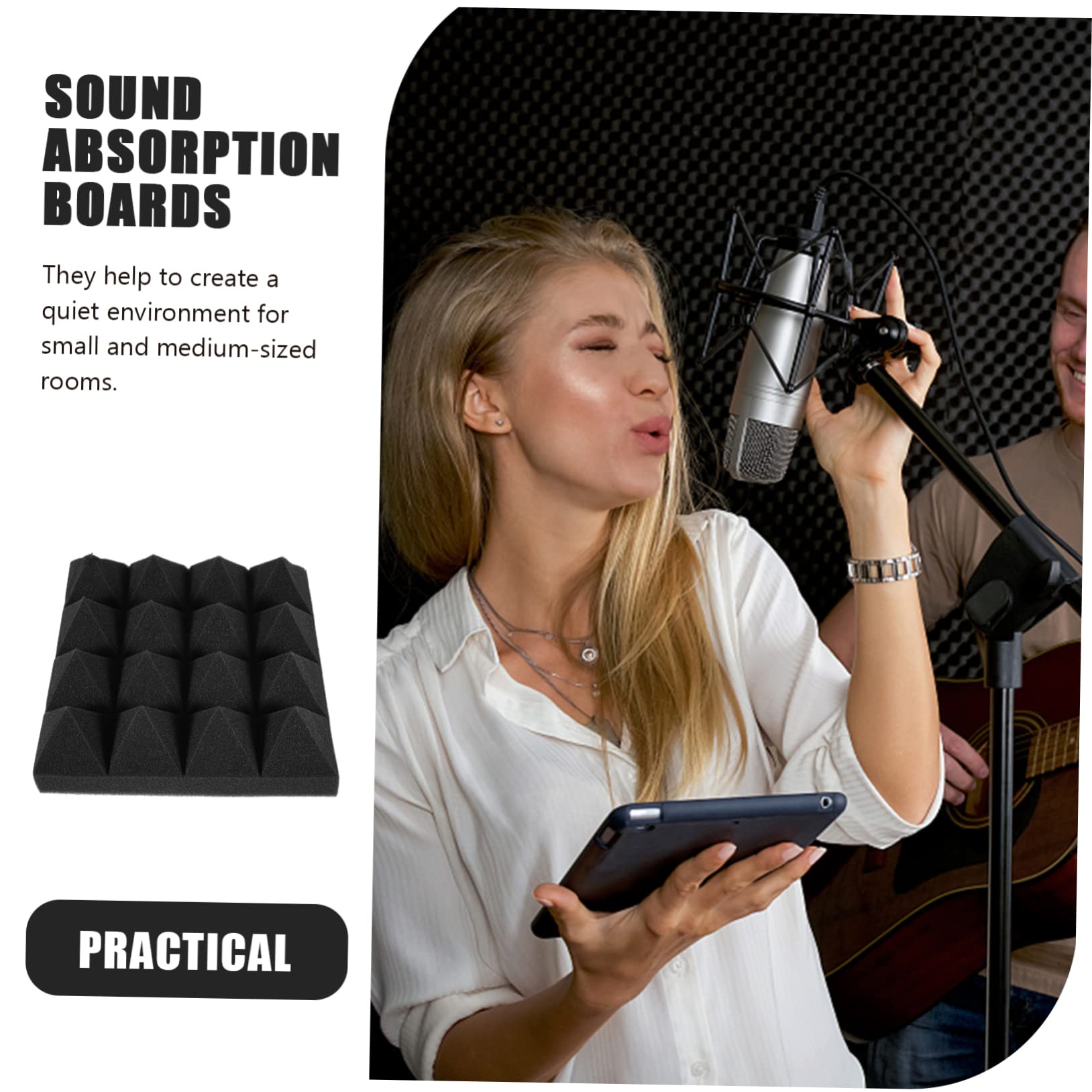 12 Piezas Paneles Acústicos de Absorción de Sonido Ignífugo Adhesivo para Estudio Grabación Ktv Sala Oficina Hogar